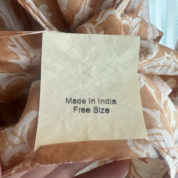 Hannah Artwear Luna Wrap Dress OS Silk Indian Block Print Boho Ruffle Feminine - Picture 12 of 14